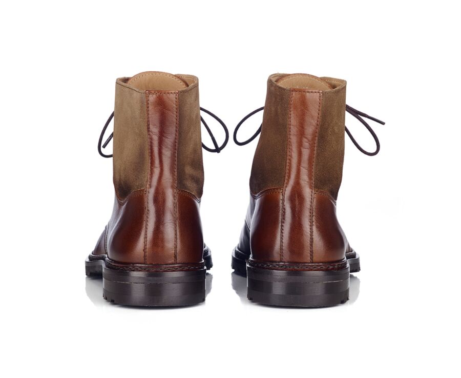 Derby boots homme - Cognac Patiné et Taupe - IRVING II GOMME