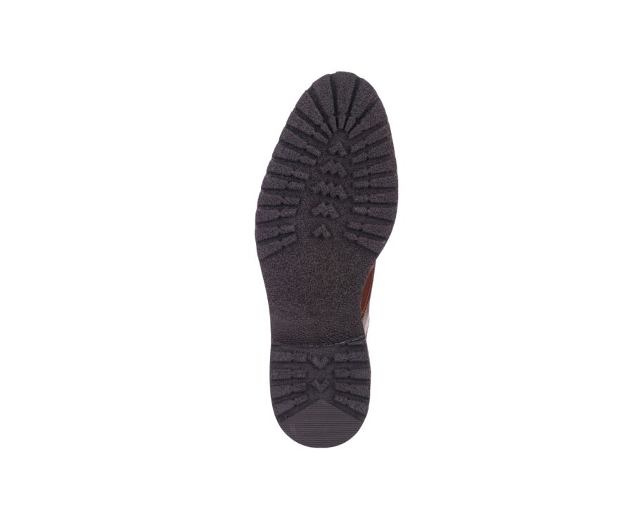 Derby boots homme à lacets Cognac Patiné et Taupe - IRVING II GOMME