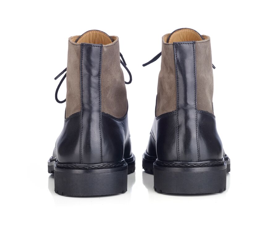 Derby boots homme - Noir et Velours Taupe - IRVING II GOMME