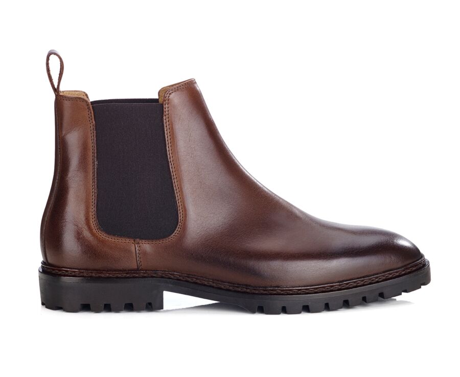 Chelsea boots homme Chocolat Patiné  - WALTERSTON GOMME
