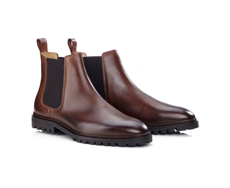 Chelsea boots homme Chocolat Patiné  - WALTERSTON GOMME
