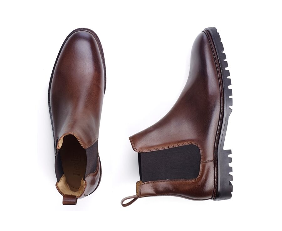 Chelsea boots homme Chocolat Patiné  - WALTERSTON GOMME
