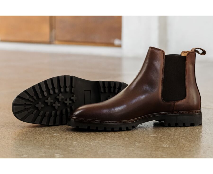 Chelsea boots homme Chocolat Patiné  - WALTERSTON GOMME