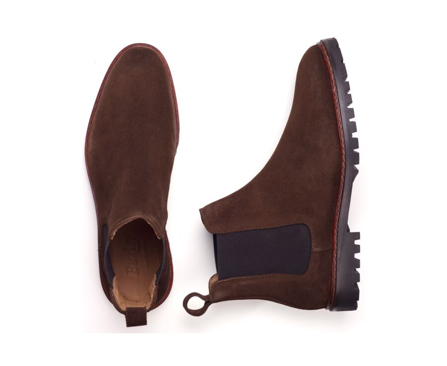 Chelsea boot homme en velours chocolat - WALTERSTON GOMME