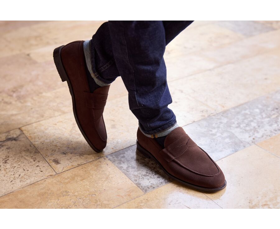 Mocassin homme Velours Brun - DERYBROOK