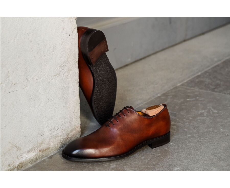 Richelieu homme Cognac Patiné  - STANFORD GOMME