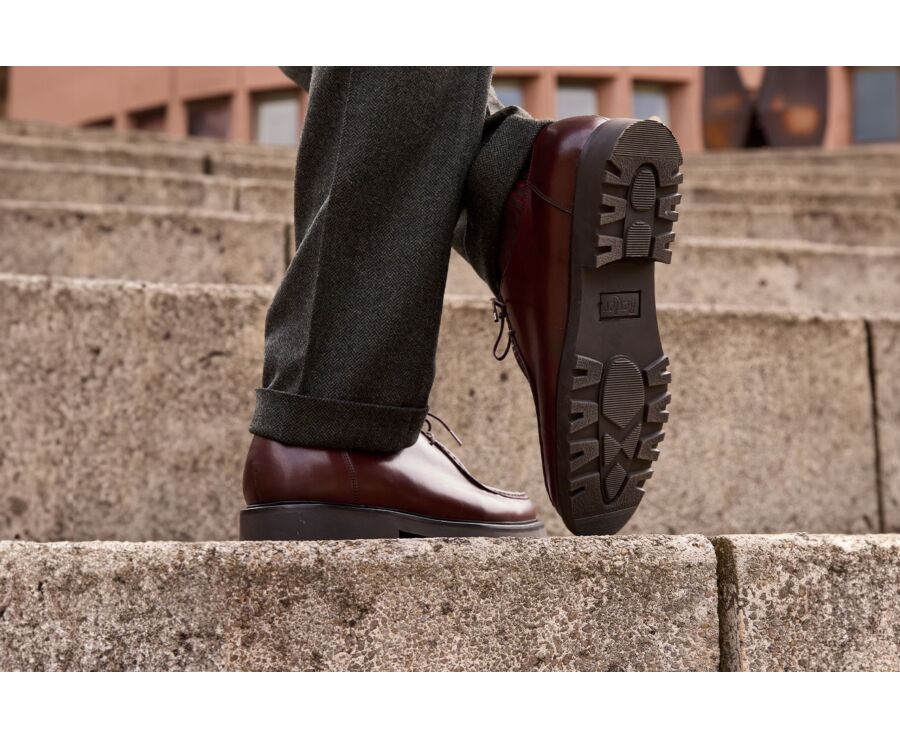 Derbies Homme Chocolat Patiné semelle gomme crantée - COLNEY II GOMME