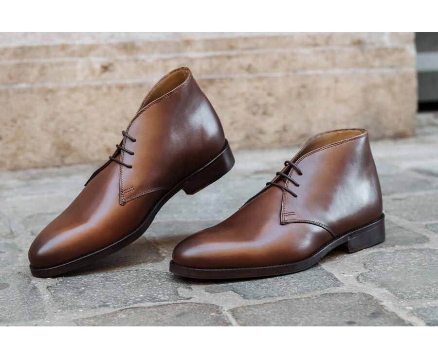 Low boots cuir homme Châtaigne Patiné - DOVAM PATIN