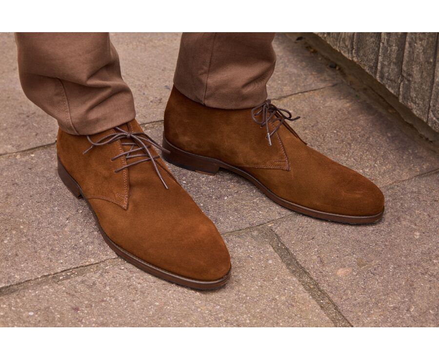 Low boots cuir homme Velours Havane - DOVAM PATIN