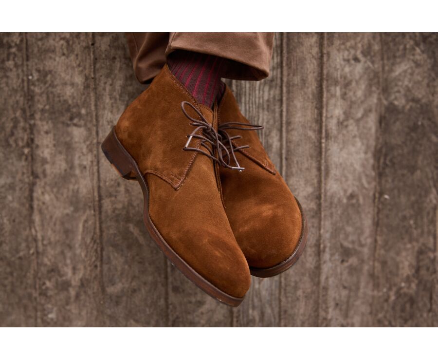 Low boots cuir homme Velours Havane - DOVAM PATIN