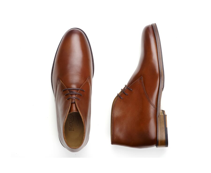 Low boots cuir homme Cognac Patiné - DOVAM PATIN