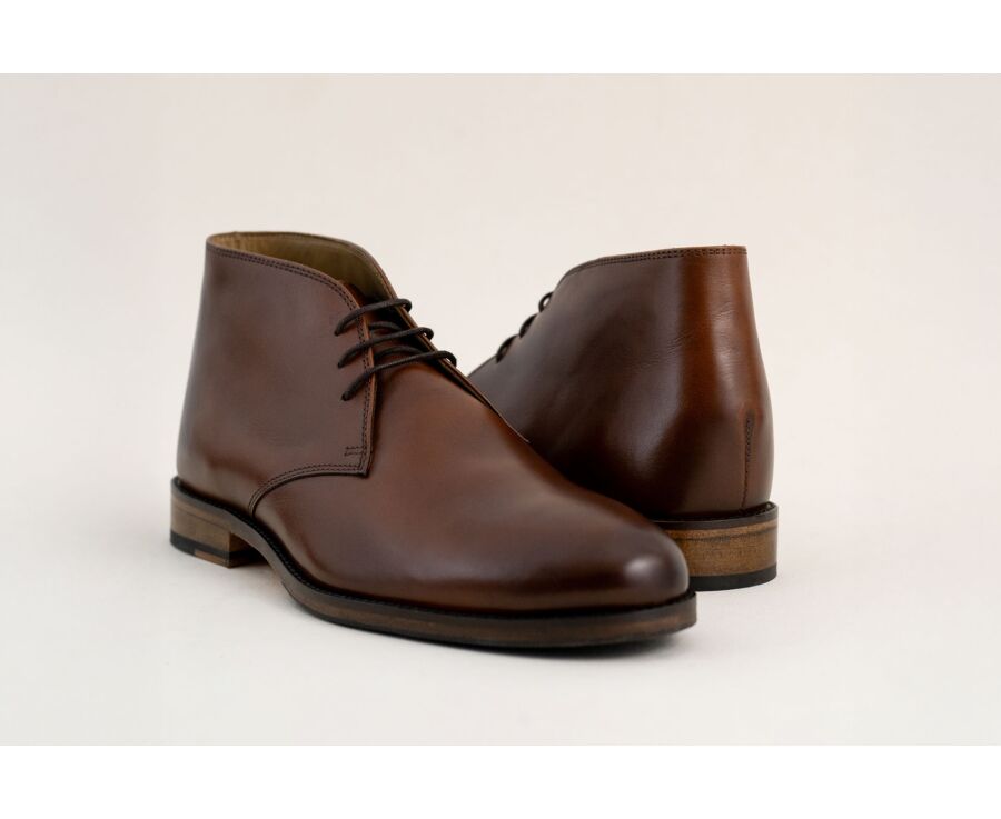 Low boots cuir homme Cognac Patiné - DOVAM PATIN