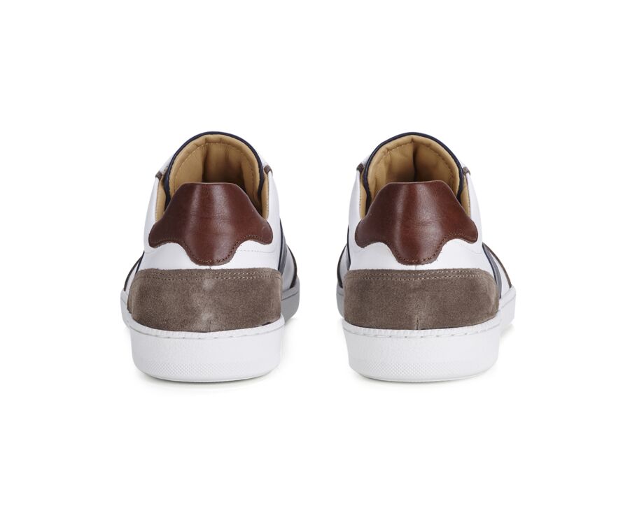 Sneakers cuir homme Blanc Chocolat & Navy - BALLAARA