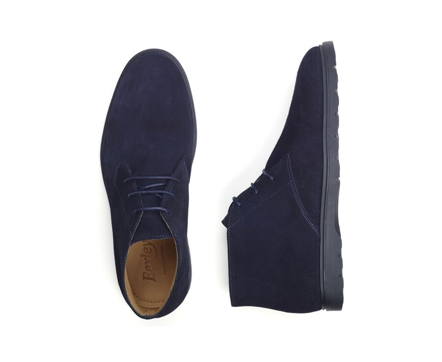 Bottines casual homme Velours Marine - NORA