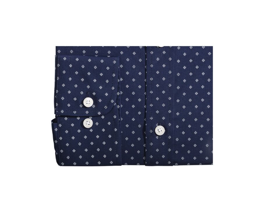 Chemise imprimée Navy motifs blancs - Col français - ALPHIDE