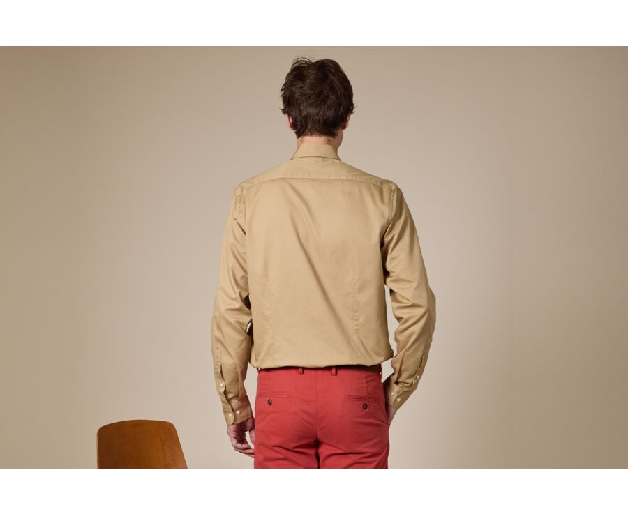 Chemise coton texturé Beige - Col Français - TILMOND