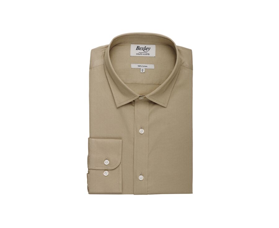 Chemise coton texturé Beige - Col Français - TILMOND