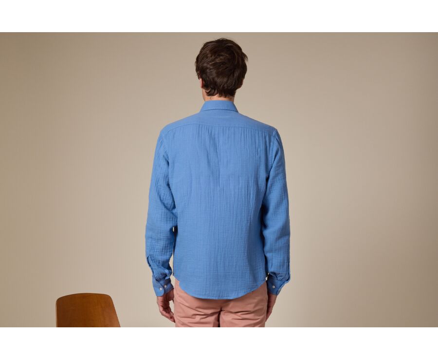 Chemise coton Bleu - Col Français - SYLVIEN