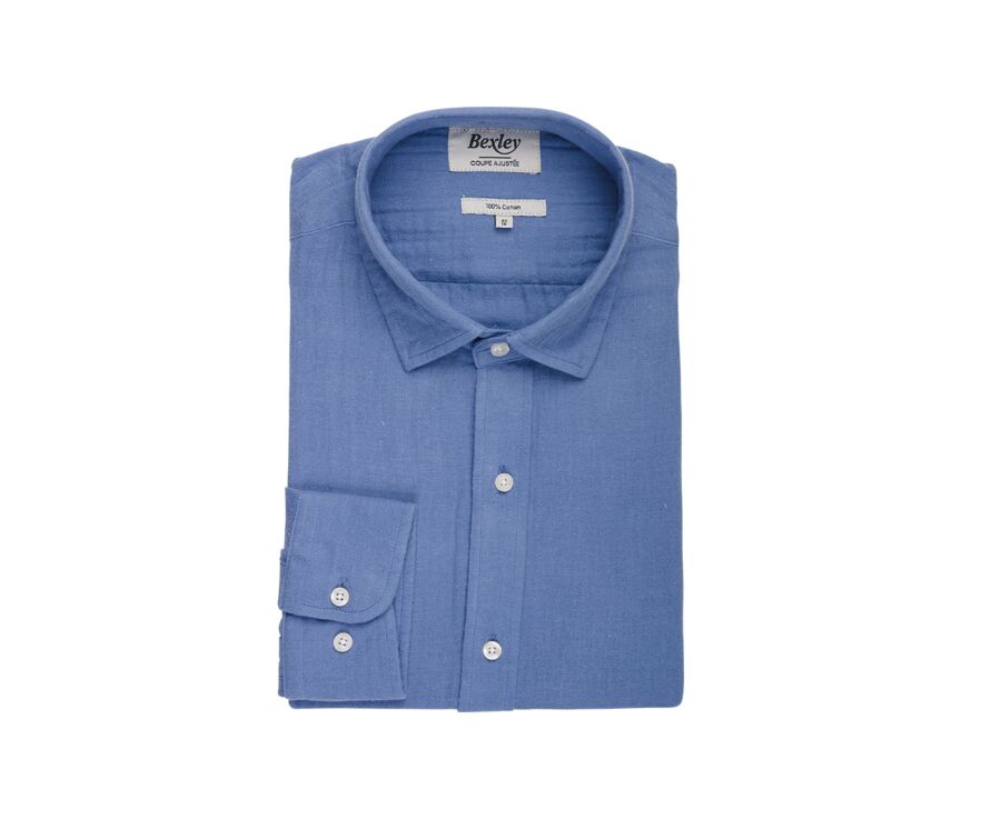 Chemise coton Bleu - Col Français - SYLVIEN