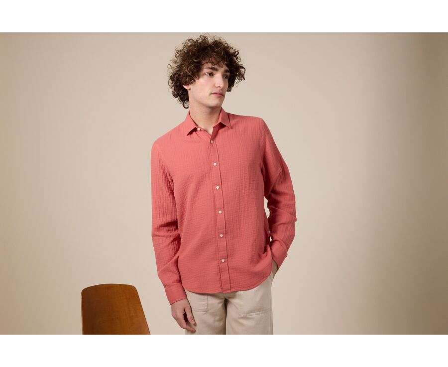 Chemise coton Corail - Col Français - SYLVIEN