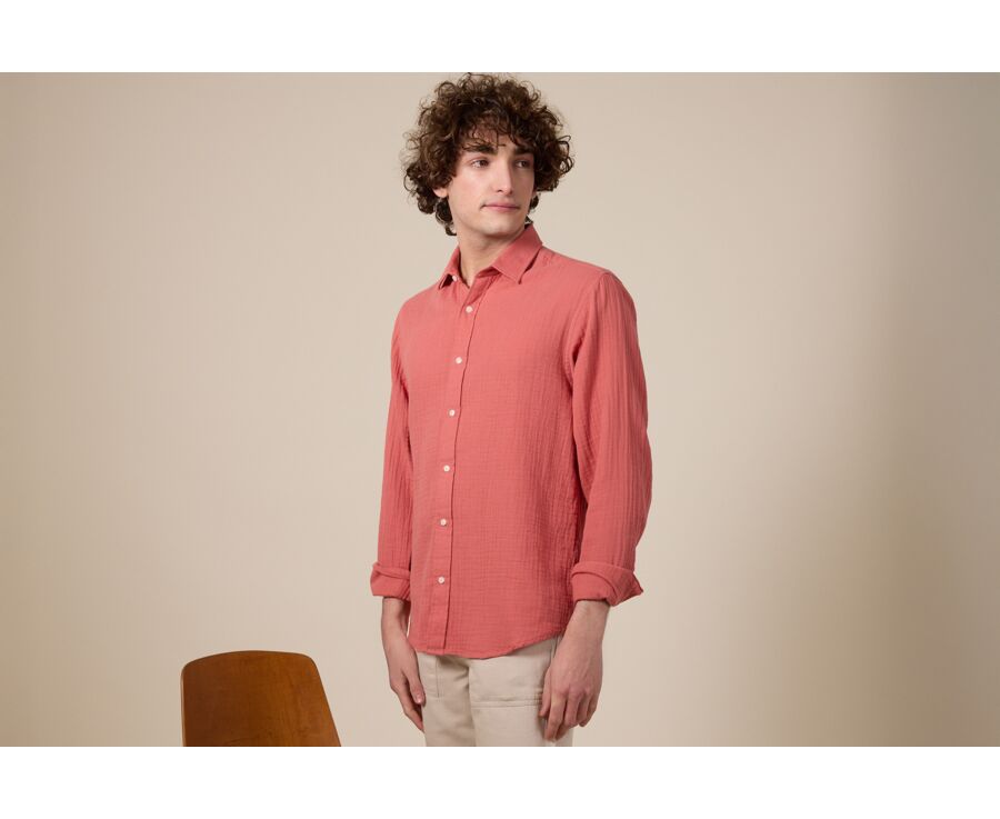 Chemise coton Corail - Col Français - SYLVIEN