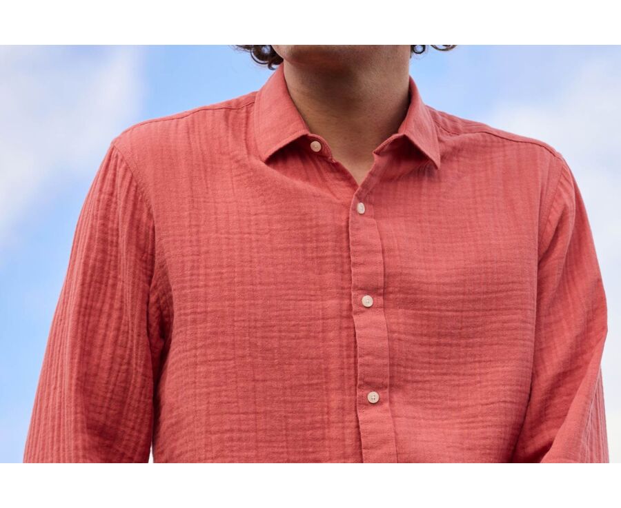 Chemise coton Corail - Col Français - SYLVIEN