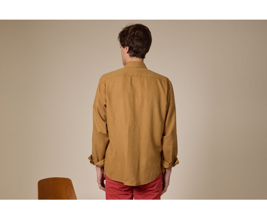 Surchemise homme coton/lin Camel Foncé - CORANTIN
