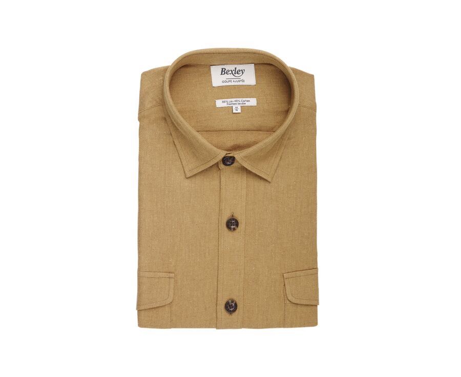 Surchemise homme coton/lin Camel Foncé - CORANTIN