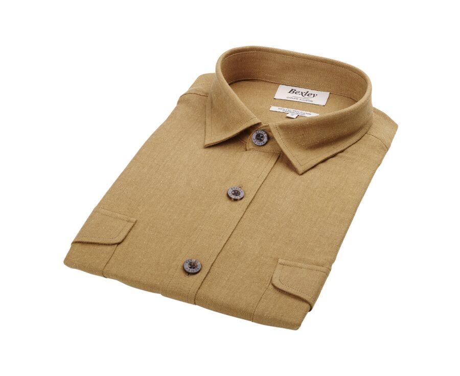 Surchemise homme coton/lin Camel Foncé - CORANTIN