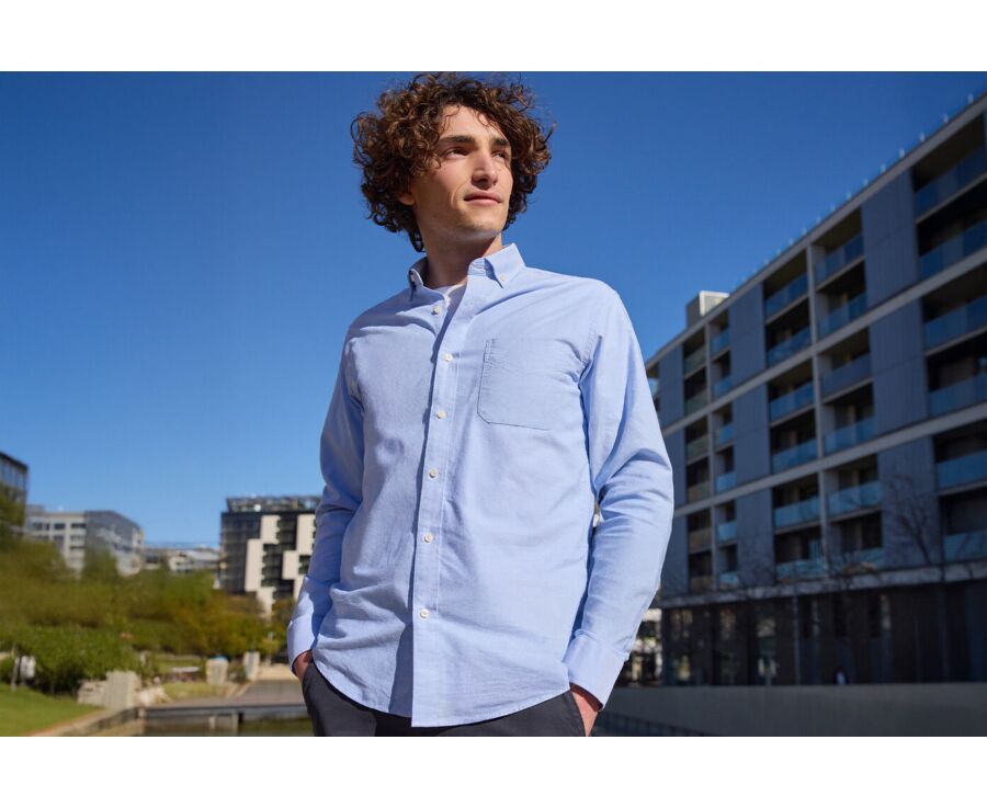 Chemise Oxford homme Bleu Ciel - Col américain - BRADFORD II