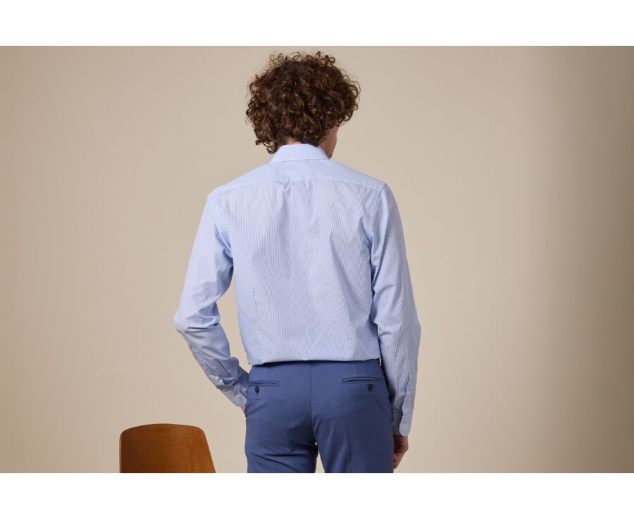 Chemise à rayures Bleu ciel et blanc - Col français - LEONDRE