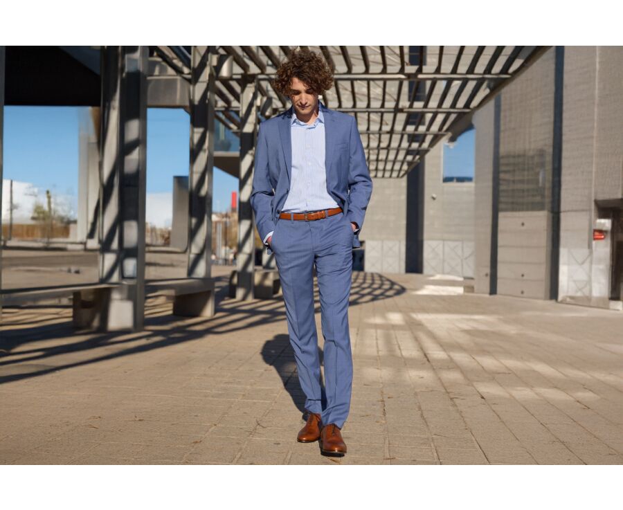 Chemise à rayures Bleu ciel et blanc - Col français - LEONDRE