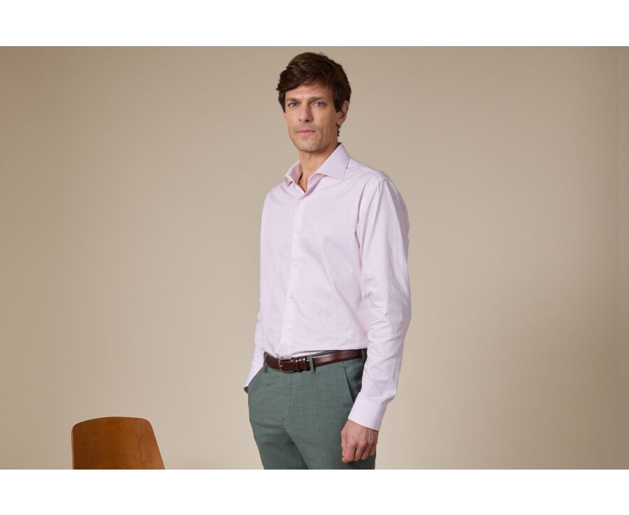 Chemise homme à rayures Blanc et Rouge - SANTINO