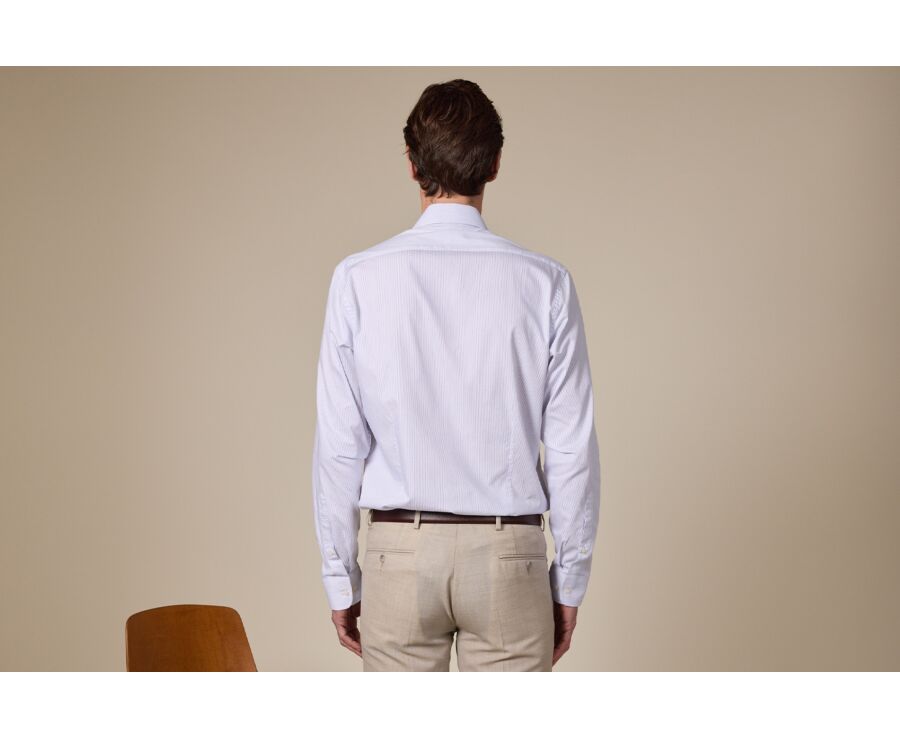 Chemise homme à rayures Blanc et Navy - SANTINO