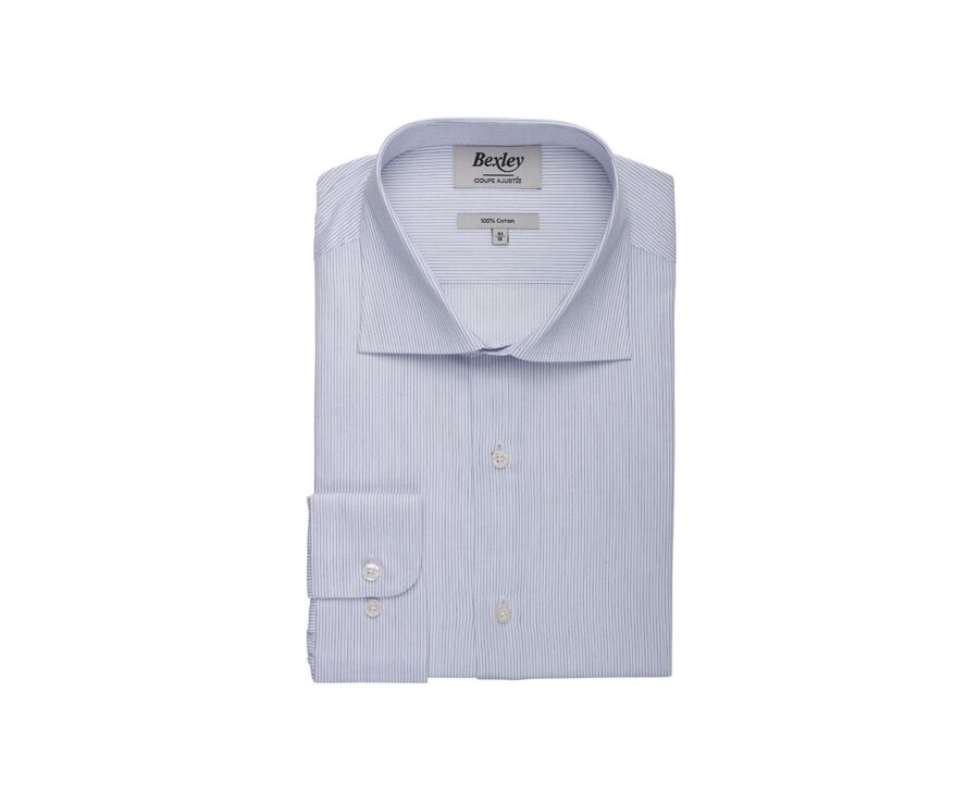 Chemise homme à rayures Blanc et Navy - SANTINO