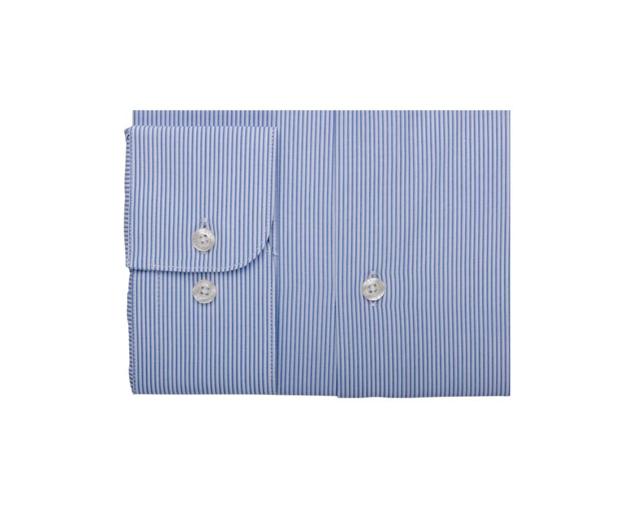 Chemise Bleu ciel et blanc en coton - Col français - ANDRIEN CLASSIC