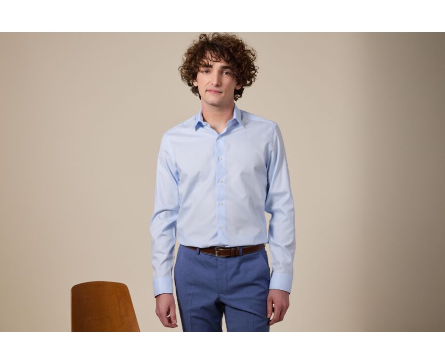Chemise homme Bleu pale  - Col français - LUDIVIEN CLASSIC