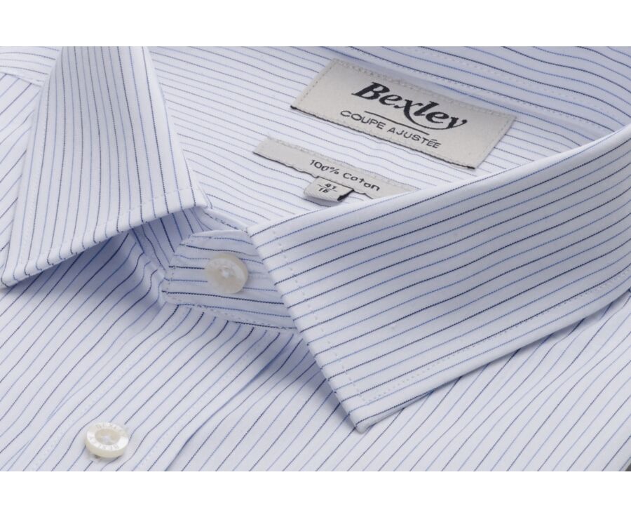 Chemise popeline rayée Blanc Navy et Bleu - CLAIREMONT