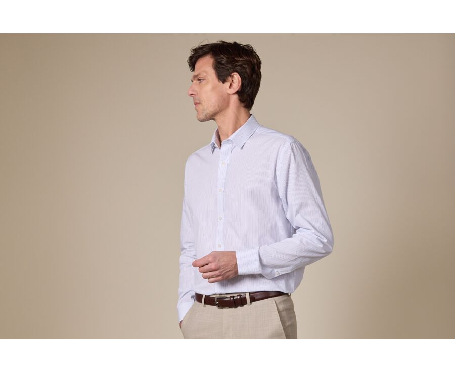 Chemise popeline rayée Blanc Navy et Bleu - CLAIREMONT