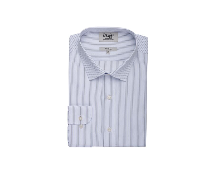 Chemise popeline rayée Blanc Navy et Bleu - CLAIREMONT