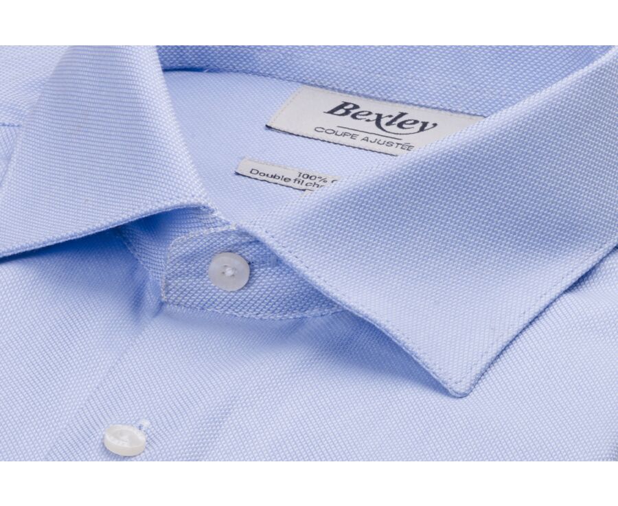 Chemise bleu clair et blanc en tissu texturé - SAVINO