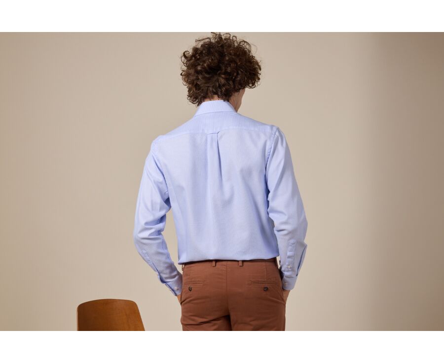 Chemise bleu clair et blanc en tissu texturé - SAVINO