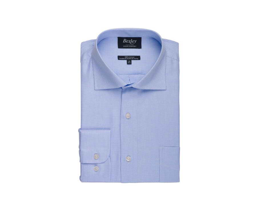 Chemise bleu clair et blanc en tissu texturé - SAVINO