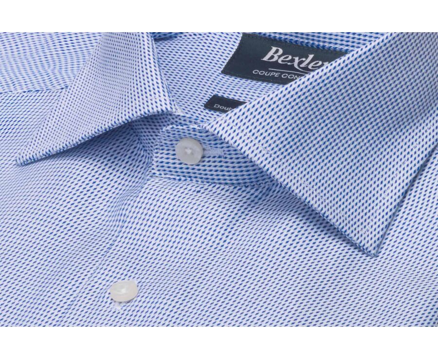 Chemise homme bleu océan à micro-motif - SAVINO