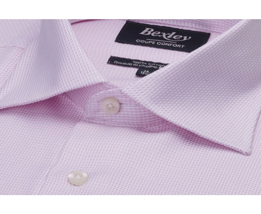 Chemise Texturé Homme - Rayures Rose Clair Et Blanc - SAVINO