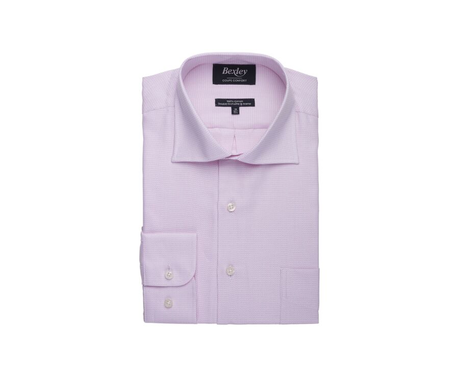 Chemise Texturé Homme - Rayures Rose Clair Et Blanc - SAVINO