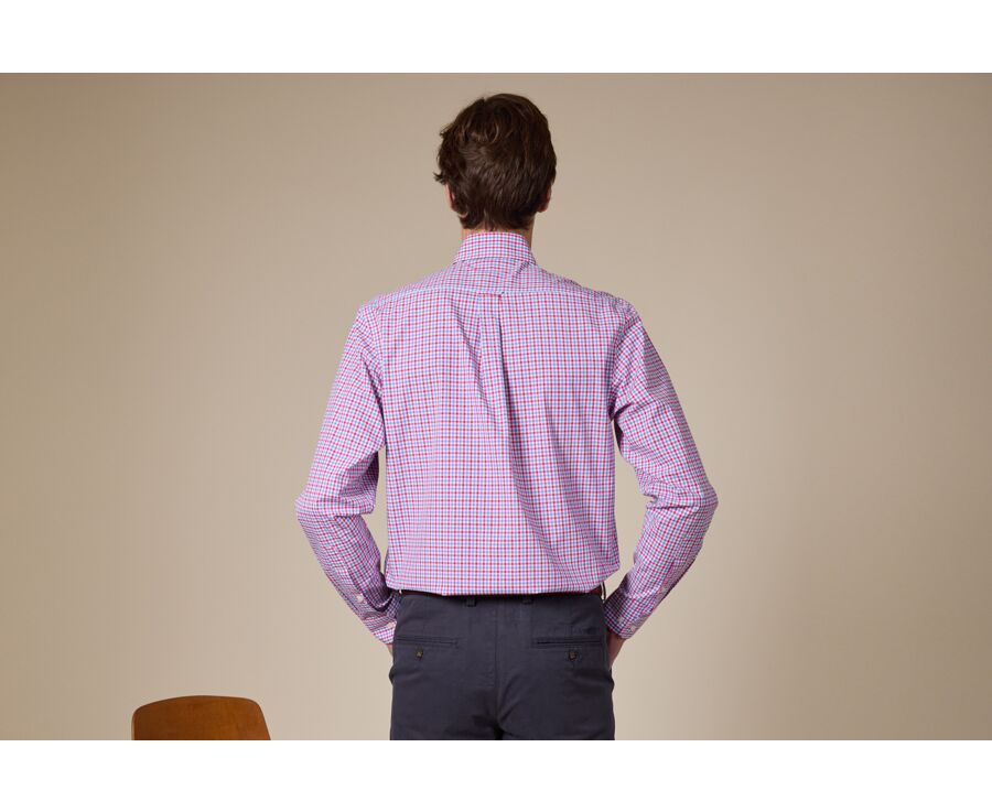 Chemise Homme coton carreaux blancs, bleue, rose   - CULLEN