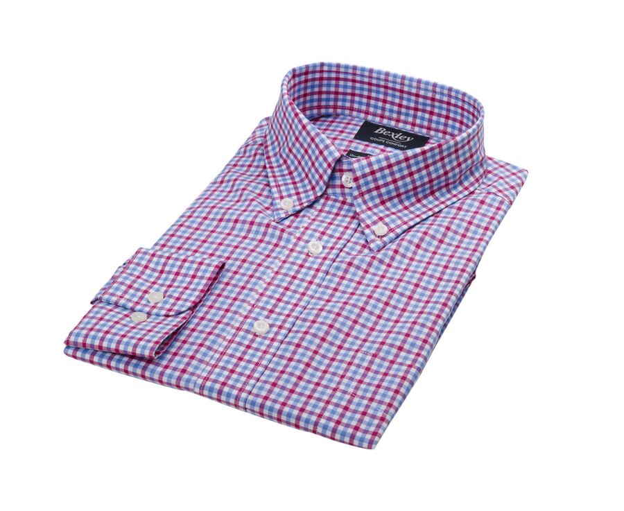 Chemise Homme coton carreaux blancs, bleue, rose   - CULLEN