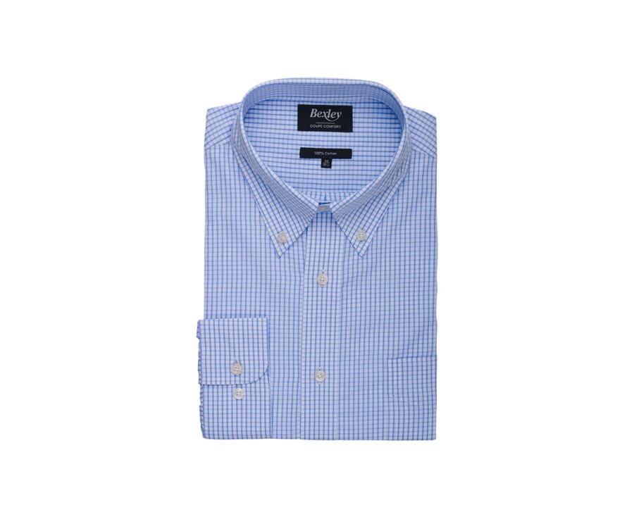 Chemise bleue carreaux Bleu Clair Et Blanc - GLENN