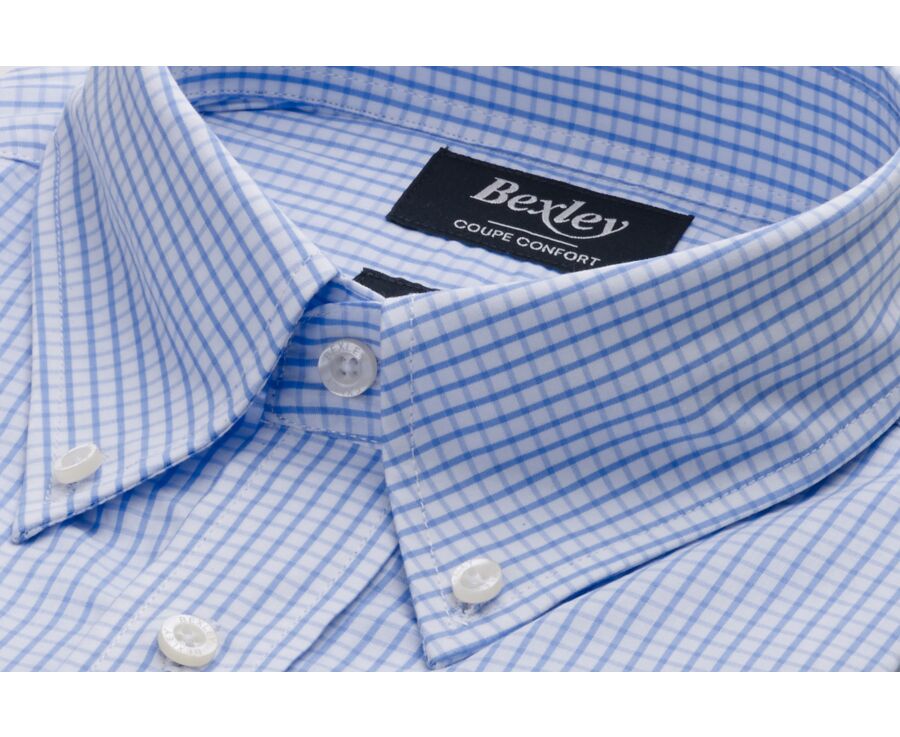 Chemise bleue carreaux Bleu Clair Et Blanc - GLENN